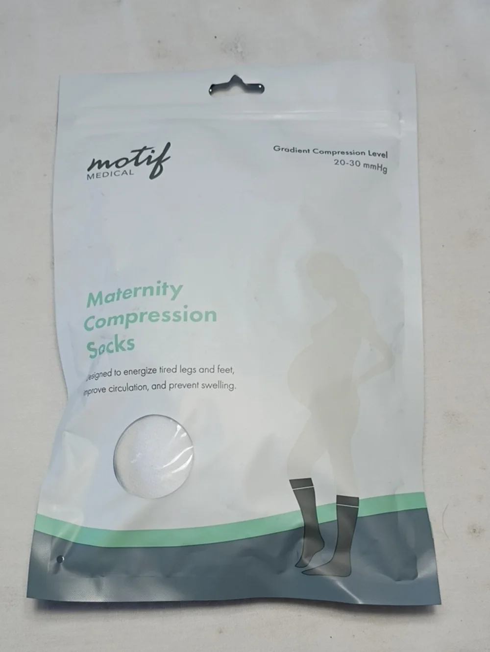 Motif White Maternity Compression Socks Gradient Compression Level 20-30 MmHg